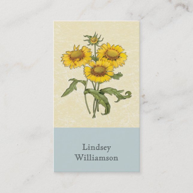 Gaillardia Sunflower Botanical Personalized Business Card (Front)