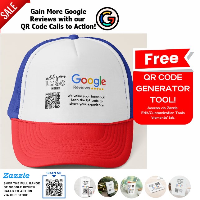GAIN MORE GOOGLE REVIEWS WITH QR CODE CALLS TO ACT TRUCKER HAT (Creator Uploaded)