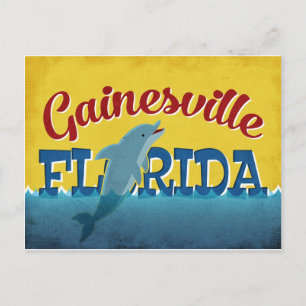 Gainesville Florida Dolphin Retro Vintage Travel Postcard