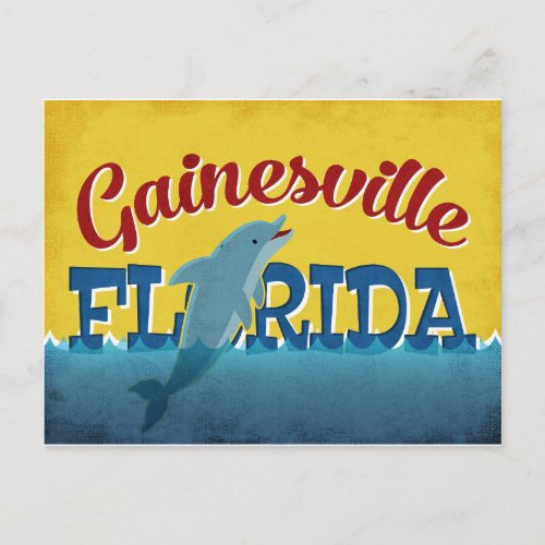 Gainesville Florida Dolphin Retro Vintage Travel Postcard