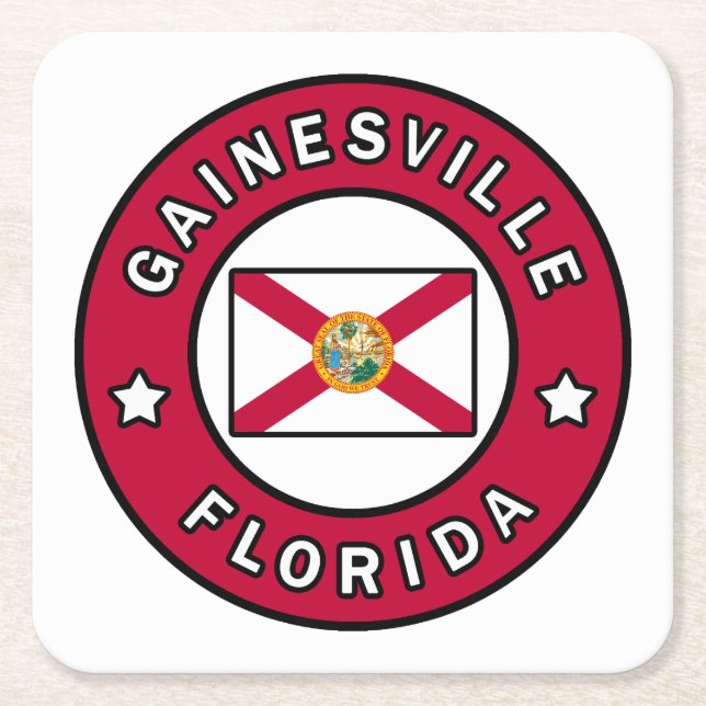 Gainesville Florida Square Paper Coaster (Front)