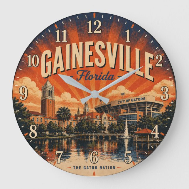 Gainesville Florida Sunshine State College Town  Large Clock (Front)