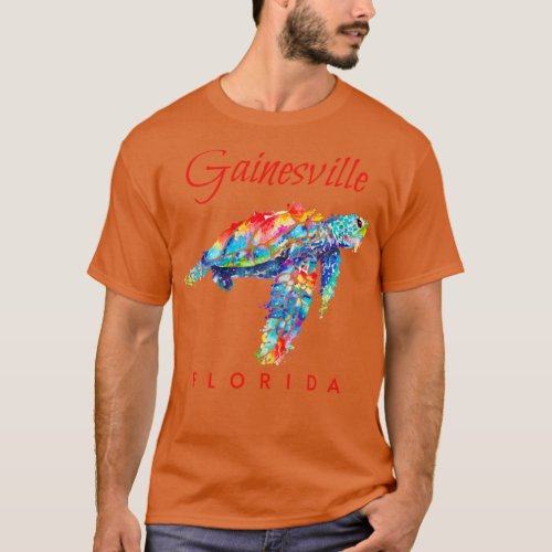 Gainesville Florida Watercolor Sea Turtle T_Shirt