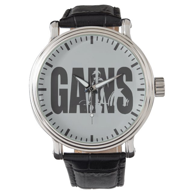 GAINS - "Body building" Motivational Watch (Front)