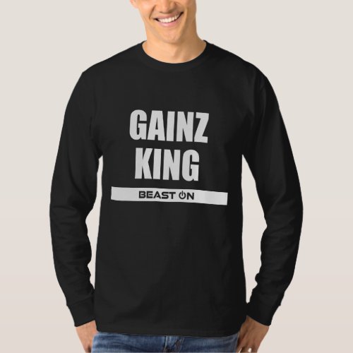 Gains Gainz King Gym Fitness Motivation Bodybuildi T_Shirt