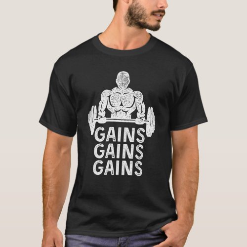 Gains   Gym Rat Gym Bro Bodybuilder T_Shirt