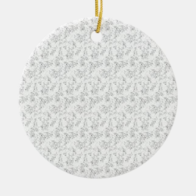 Gainsboro, Porcelain, White Smoke dot Design Ceramic Ornament (Front)