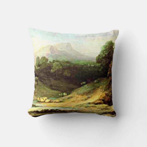 Gainsborough _ Mountain Landscape with Shepherd Throw Pillow
