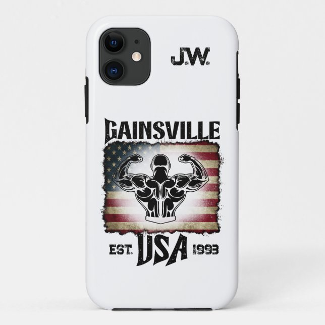 Gainsville USA Double Biceps Pose Bodybuilder Case-Mate iPhone Case (Back)