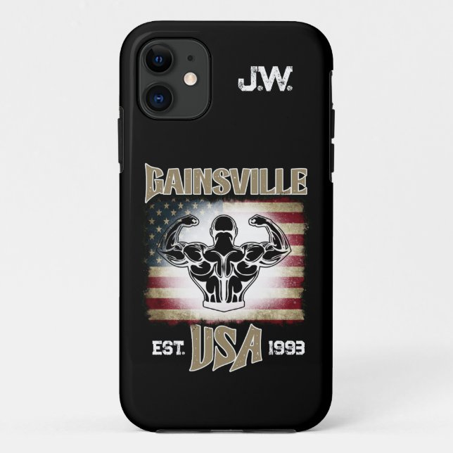 Gainsville USA Double Biceps Pose Bodybuilder Case-Mate iPhone Case (Back)