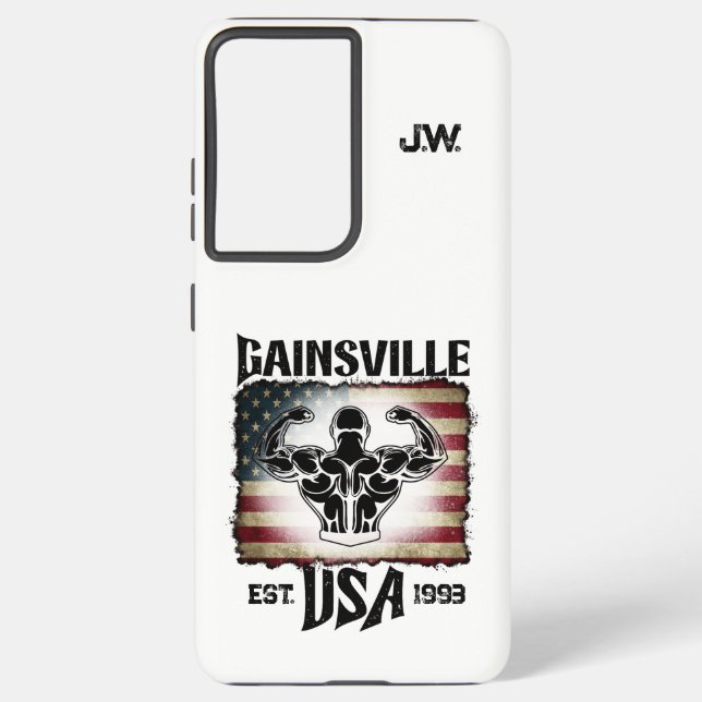 Gainsville USA Double Biceps Pose Bodybuilding Samsung Galaxy Case (Back)