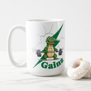 Gainz Gym Crocodile Weightlifting Workout Coffee Mug