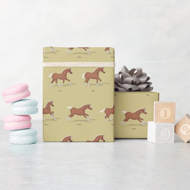 Gaits of the Horse Walk Trot Canter Gallop Sorrel Wrapping Paper (Baby Shower)