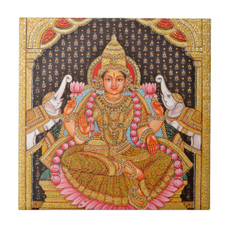 GAJA LAKSHMI INTRICATE TANJORE PAINTING {SOUTH IND CERAMIC TILE