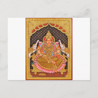 GAJA LAKSHMI INTRICATE TANJORE PAINTING {SOUTH IND POSTCARD
