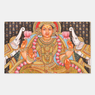GAJA LAKSHMI INTRICATE TANJORE PAINTING {SOUTH IND RECTANGULAR STICKER