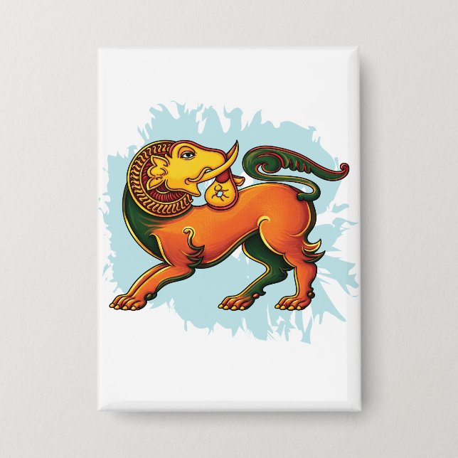 Gajasinha – Mythical Guardian of Strength Button (Front)