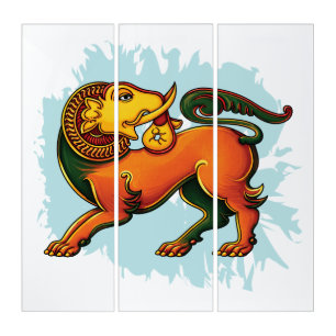 Gajasinha – Mythical Guardian of Strength Triptych