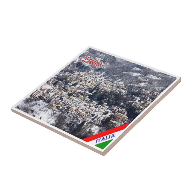 GAL038 ESINO Lake Lecco, Italy, Ceramic Tile (Side)