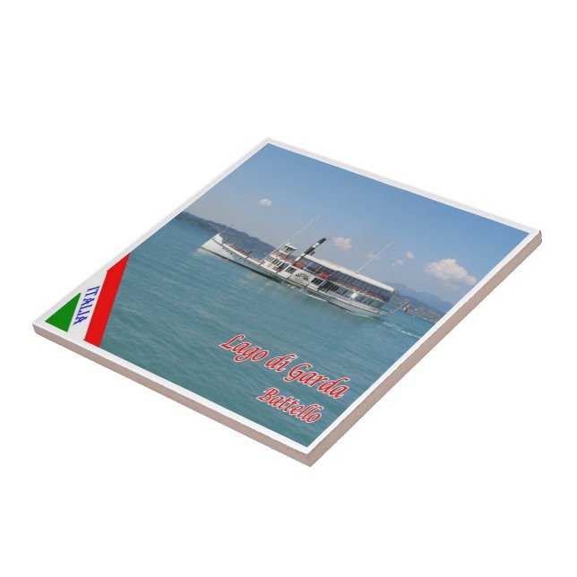 GAL060 LAKE GARDA, Boat, Italy, Ceramic Tile (Side)