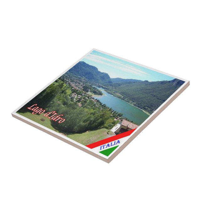 GAL068 LAKE IDRO Aerial View, Italy, Ceramic Tile (Side)