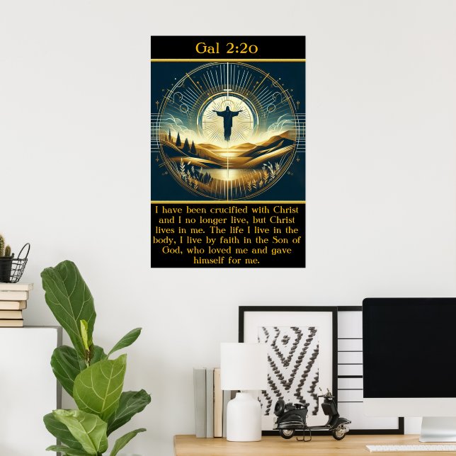 Gal 2:20 Divine presence above serene mountains  Poster (Home Office)