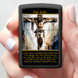 Gal 2:20 Glorious Savior Radiant Cross Zippo Lighter