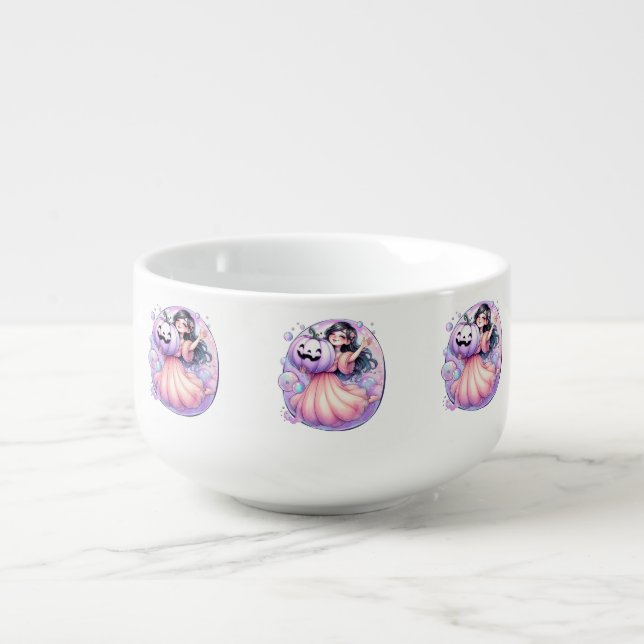 Gal in Her Bubble of Pastels & Pumpkins Soup Mug (Front)