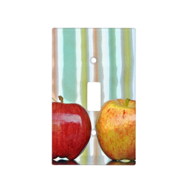 Gala Apples with striped background Light Switch Cover (Front)