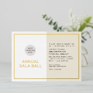 GALA BALL company logo formal neutral ivory gold Foil Invitation