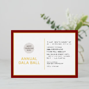 GALA BALL logo modern minimal burgundy maroon red Foil Invitation