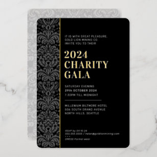 GALA BALL modern elegant event black tie gold  Foil Invitation
