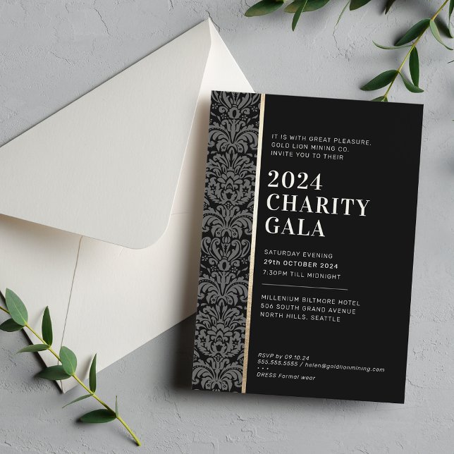 GALA BALL modern elegant event black tie gold  Invitation (Creator Uploaded)