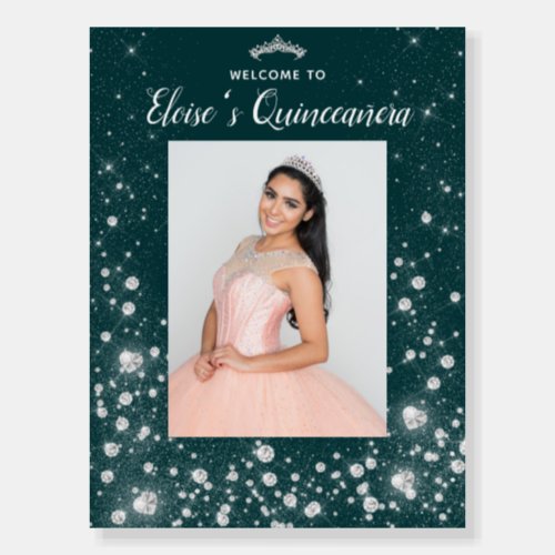 Gala Diamond Quinceaera Event Board Welcome Sign