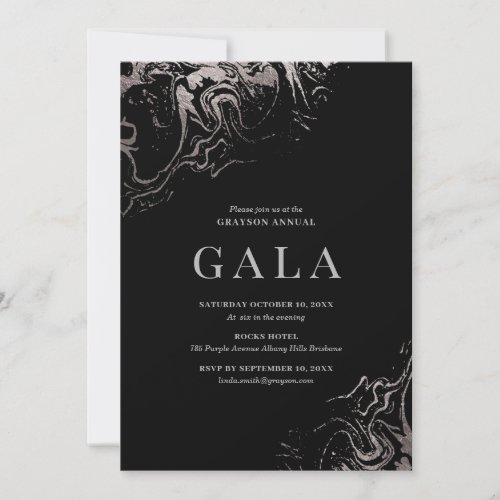 Gala Elegant Silver Marbling Invitation