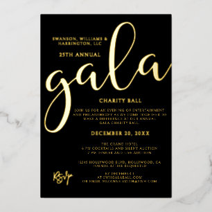 Gala Event Charity Fundraiser Elegant Black Gold Foil Invitation