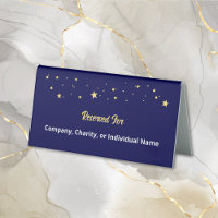 Gala Event Elegant Navy Blue Gold Stars Reserved
