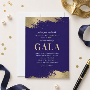 Gala Invitation Blue Gold Formal Event