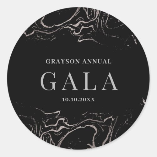 Gala Silver Marble Classic Round Sticker