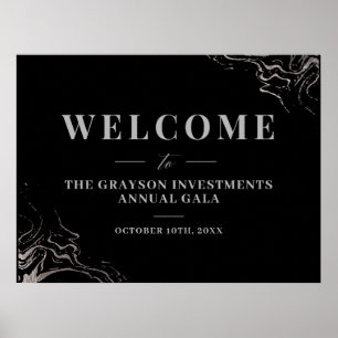 Gala Silver Marble Welcome Sign