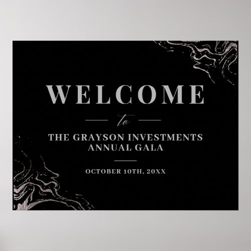 Gala Silver Marble Welcome Sign