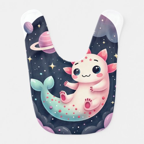 Galactic Axolotl Cosmic Space Cat Empire Kawaii Ve Baby Bib