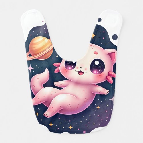 Galactic Axolotl Space Kawaii Sticker Baby Bib