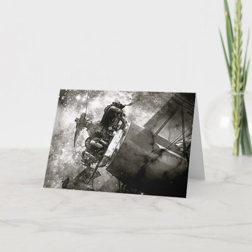Galactic Biplanes Black and White Card