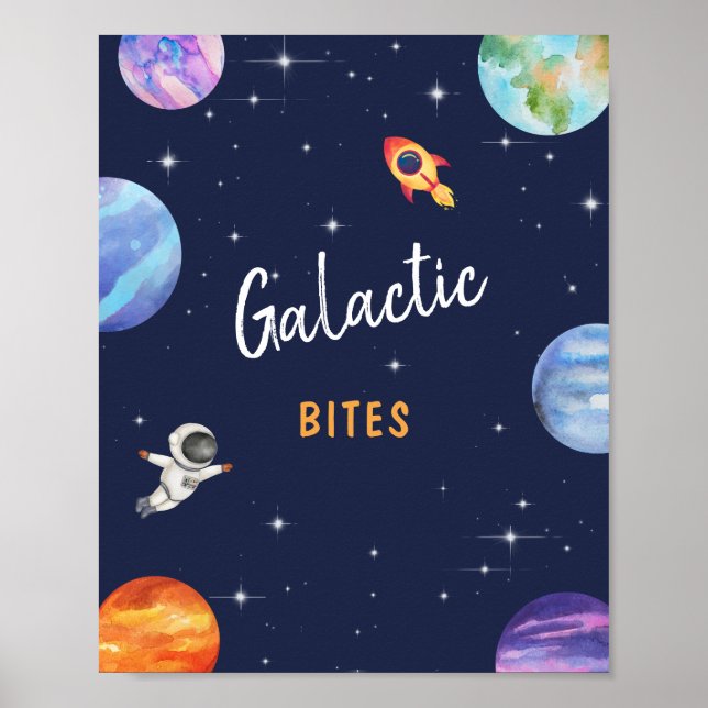 Galactic Bites Space Theme Birthday Party Sign (Front)