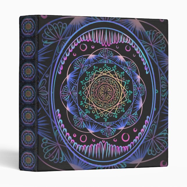 Galactic Bloom Mandala 3 Ring Binder (Front/Spine)