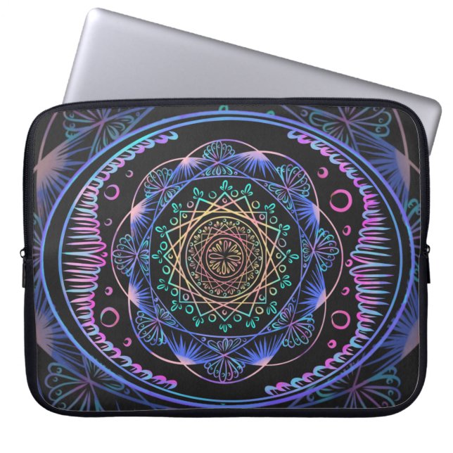 Galactic Bloom Mandala Laptop Sleeve (Front)