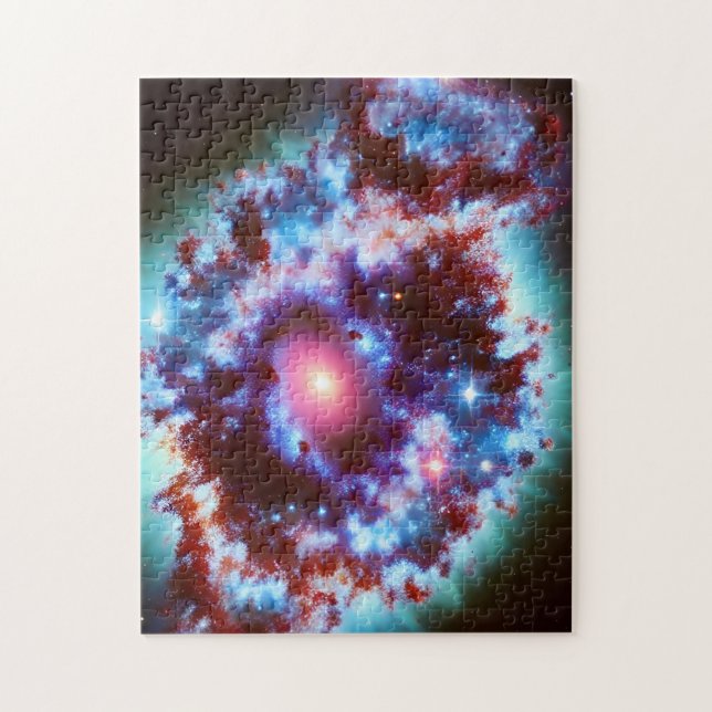 Galactic blue and purple cosmic blast in fun space jigsaw puzzle (Vertical)