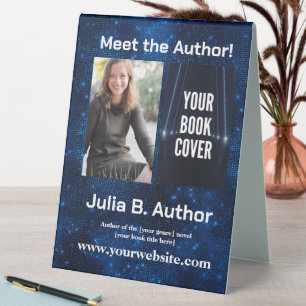 Galactic Blue Sci-Fi Author Book Signing Table Tent