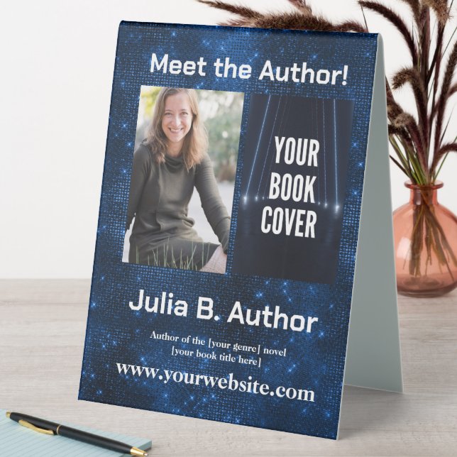 Galactic Blue Sci-Fi Author Book Signing Table Tent (In SItu (Table))